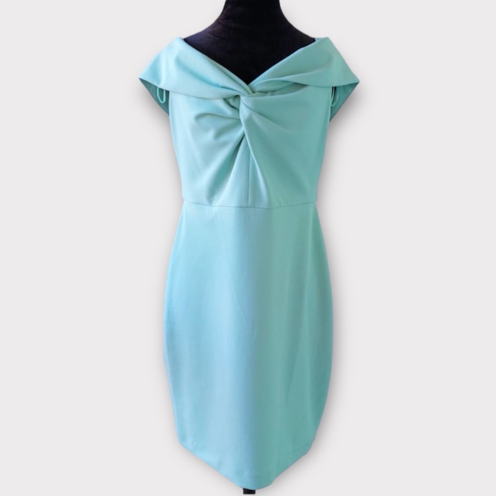 Belle Badgley Mischka Mint Libby Front Twist Knot Off-The-Shoulder 10 - Picture 3 of 7